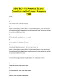 ASU BIO 181 Practice Exam 1 Questions with Correct Answers 2026