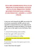 TEXAS BON JURISPRUDENCE FINAL EXAM  2026 BANK EXAM QUESTIONS ACCURATE  ACTUAL EXAM &sol; FREQUENTLY TESTED  QUESTIONS WITH DETAILED ANSWERS &vert;  GUARANTEED PASS &vert; GRADED A &vert; LATEST  UPDATE 