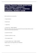 Nursing Theories EXAM QUESTIONS AND CORRECT ANSWERS &vert; ALREADY GRADED A&plus; &vert; VERIFIED ANSWERS &vert; NEWEST EXAM