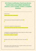 HUC Mock Certification Final Exam Review &lpar;Latest 2026&sol; 2027 Update&rpar; Questions & Answers &vert; 100&percnt; Verified &vert; Grade A &vert;Complete Solutions