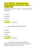 TCOLE &lpar;BPOC&rpar; - Juvenile Offenders Exam Questions and Answers &lpar;Latest Update 2026&rpar;&period;docx