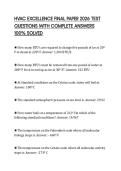 HVAC EXCELLENCE FINAL PAPER 2026 TEST QUESTIONS WITH COMPLETE ANSWERS 100&percnt; SOLVED