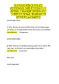 SUPERVISION OF POLICE PERSONNEL 10Th EDITION CH 1 ACTUAL EXAM QUESTIONS AND CORRECT DETAILED ANSWERS &lpar;VERIFIED ANSWERS&rpar;&period;docx