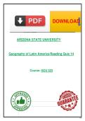 Geography of Latin America&comma; GCU 323&comma; Arizona State University &ndash; Reading Quiz 14