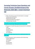 Surveying Technician Exam Questions and  Correct Answers &lpar;Verified Answers&rpar; Plus  Rationales 2026 Q&A &vert; Instant Download  Pdf 