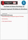 Test Bank for Human Physiology An Integrated Approach 7th Edition by Silverthorn