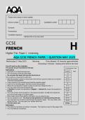 AQA GCSE FRENCH PAPER 1 QUESTION MAY 2025 