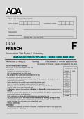 AQA GCSE FRENCH PAPER 1 QUESTIONS MAY 2025