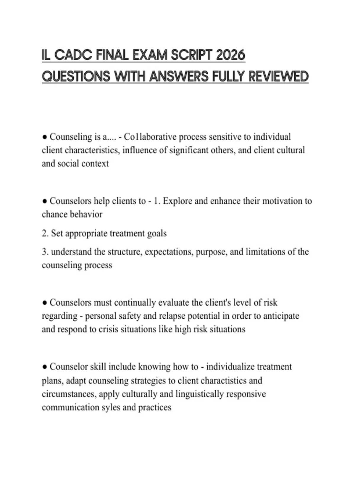 IL CADC FINAL EXAM SCRIPT 2026 QUESTIONS WITH ANSWERS FULLY REVIEWED ...