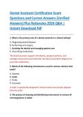 Dental Assistant Certification Exam  Questions and Correct Answers &lpar;Verified  Answers&rpar; Plus Rationales 2026 Q&A &vert;  Instant Download Pdf