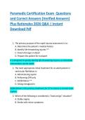 Paramedic Certification Exam  Questions  and Correct Answers &lpar;Verified Answers&rpar;  Plus Rationales 2026 Q&A &vert; Instant  Download Pdf