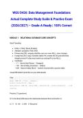 WGU D426  Data Management Foundations Actual Complete Study Guide & Practice Exam &lpar;2026&sol;2027&rpar; &ndash; Grade-A Ready &vert; 100&percnt; Correct