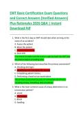 EMT BASIC CERTIFICATION EXAM PRACTICE QUESTIONS WITH CORRECT ANSWERS &lpar;VERIFIED ANSWERS&rpar; PLUS RATIONALES 2026 Q&A &vert; INSTANT DOWNLOAD PDF