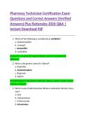 Pharmacy Technician Certification Exam  Questions and Correct Answers &lpar;Verified  Answers&rpar; Plus Rationales 2026 Q&A &vert;  Instant Download Pdf 