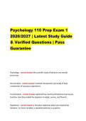 Psychology 110 Prep Exam 1  2026&sol;2027 &vert; Latest Study Guide  & Verified Questions &vert; Pass Guarantee   
