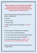 RelOne Certified Pro Exam &vert;&vert;Verified Exam&excl;&excl;&excl;&vert;&vert; MOST  Recent Exam 2026 Actual Complete Real Exam  Questions And Correct Answers &lpar;Verified Answers&rpar;  Already Graded A&plus; &vert; Newest Exam&excl;&excl;&excl;&excl;&excl; 
