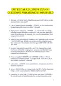 EMT FISDAP READINESS EXAM &num;1 QUESTIONS AND ANSWERS 100&percnt; RATED