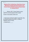 Relativity RCA &vert;&vert; Verified Exam &vert;&vert; Most Recent Exam  2026 Actual Complete Real Exam Questions And  Correct Answers &lpar;Verified Answers&rpar; Already Graded  A&plus; &vert;&vert; Newest Exam&excl;&excl;&excl; 
