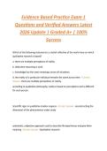 Evidence Based Practice Exam 1  Questions and Verified Answers Latest  2026 Update &vert; Graded A&plus; &vert; 100&percnt;  Success