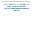 NURS 5366 Nursing Research &ndash; Assignment 3&colon; Reliability and Validity in Research Instruments&comma; Complete Solutions Latest Update 2026&sol;2027
