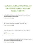 GA Auction Study Guide Questions And  100&percnt; Verified Answers&vert; Latest 2026  Update&vert; Graded A&plus;