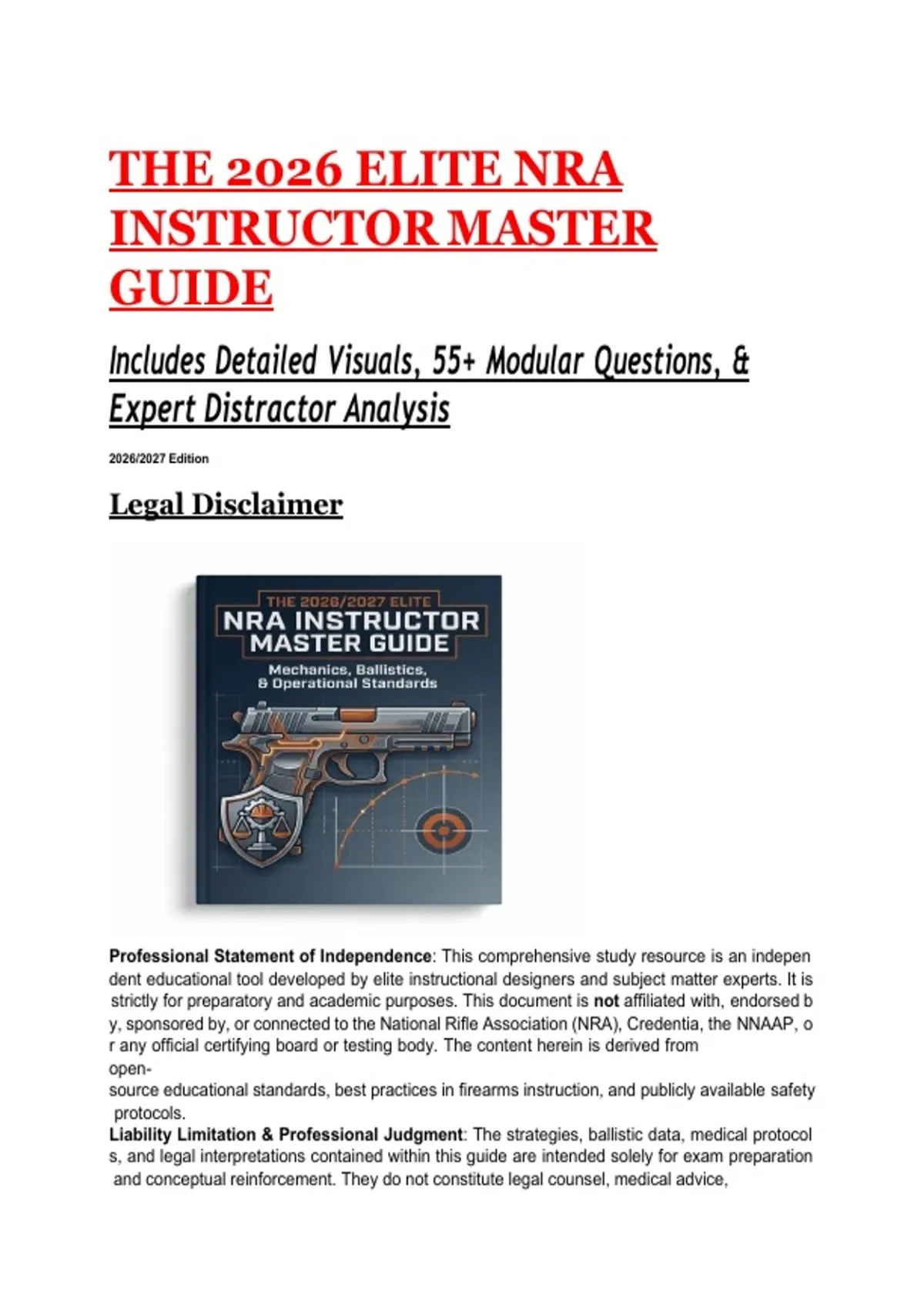 THE 2026 ELITE NRA INSTRUCTOR MASTER GUIDE Includes Detailed Visuals ...