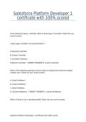 Salesforce Platform Developer 1 certificate with 100 scored