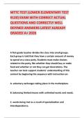 MTTC TEST &lpar;LOWER ELEMENTARY TEST &num;120&rpar; EXAM WITH CORRECT ACTUAL QUESTIONS AND CORRECTLY WELL DEFINED ANSWERS LATEST ALREADY GRADED A&plus; 2026