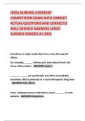 HOSA NURSING ASSISTANT COMPETITION EXAM WITH CORRECT ACTUAL QUESTIONS AND CORRECTLY WELL DEFINED ANSWERS LATEST ALREADY GRADED A&plus; 2026