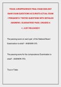 TEXAS JURISPRUDENCE FINAL EXAM 2026-2027  BANK EXAM QUESTIONS ACCURATE ACTUAL EXAM  &sol; FREQUENTLY TESTED QUESTIONS WITH DETAILED  ANSWERS &vert; GUARANTEED PASS &vert; GRADED A  &plus; &vert; JUST RELEASED&excl;&excl; 