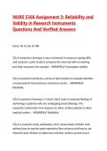 NURS 5366 Assignment 3&colon; Reliability and Validity in Research Instruments Questions And Verified Answers
