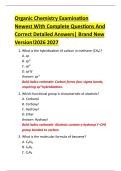 Organic Chemistry Examination  Newest With Complete Questions And  Correct Detailed Answers&vert; Brand New  Version&excl;2026 2027 