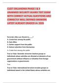 CLEET OKLAHOMA PHASE I & II UNARMED SECURITY GUARD TEST EXAM WITH CORRECT ACTUAL QUESTIONS AND CORRECTLY WELL DEFINED ANSWERS LATEST ALREADY GRADED A&plus; 2026