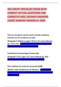 TAX CREDIT SPECIALIST EXAM WITH CORRECT ACTUAL QUESTIONS AND CORRECTLY WELL DEFINED ANSWERS LATEST ALREADY GRADED A&plus; 2026