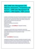 WGU D099 Sales Management OA &vert;  Objective Assessment &vert; 70 Questions and  Answers &plus;D099 Sales Management OA testbank &vert; 2026 Update &vert; 100&percnt; Correct&period;