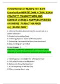 Fundamentals of Nursing Test Bank  Examination NEWEST 2026 ACTUAL EXAM  COMPLETE 200 QUESTIONS AND  CORRECT DETAILED ANSWERS &lpar;VERIFIED  ANSWERS&rpar; &vert;ALREADY GRADED  A&plus;&vert;&vert;BRAND NEW&excl;&excl; 