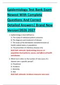 Epidemiology Test Bank Exam  Newest With Complete  Questions And Correct  Detailed Answers&vert; Brand New  Version&excl;2026 2027