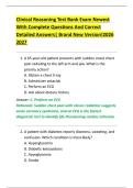 Clinical Reasoning Test Bank Exam Newest  With Complete Questions And Correct  Detailed Answers&vert; Brand New Version&excl;2026  2027 