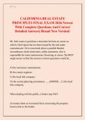 California Real Estate Principles Final Exam 2026 &ndash; Complete Study Guide with Questions & Answers &vert; Brand New