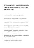 C723 QUANTITATIVE ANALYSIS FOR BUSINESS FINAL PAPER 2026 COMPLETE QUESTIONS AND SOLUTIONS