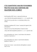 C723 QUANTITATIVE ANALYSIS FOR BUSINESS PRACTICE EXAM 2026 QUESTIONS AND SOLUTIONS 100&percnt; CORRECT