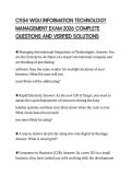 C954 WGU INFORMATION TECHNOLOGY MANAGEMENT EXAM 2026 COMPLETE QUESTIONS AND VERIFIED SOLUTIONS