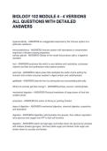 BIOLOGY 102 MODULE1 EXAM 4  VERSIONS ALL COMPLETE QUESTION  WITH VERIFIED  ANSWERS  