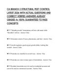 CA BRANCH 3 STRUCTURAL PEST CONTROL LATEST 2026 WITH ACTUAL QUESTIONS AND CORRECT VERIFIED ANSWERS ALREADY GRADED A&plus; 100&percnt; GUARANTEED TO PASS CONCEPTS