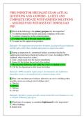 FIRE INSPECTOR SPECIALIST EXAM ACTUAL  QUESTIONS AND ANSWERS - LATEST AND  COMPLETE UPDATE WITH VERIFIED SOLUTIONS &ndash; ASSURED PASS WITH INSTANT DOWNLOAD  PDF&period;