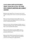 CA-NV AWWA WATER USE EFFICIENCY GRADE 1 EXAM 2026 ACTUAL TEST PAPER WITH COMPLETE QUESTIONS AND CORRECT ANSWERS