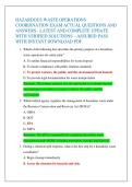 HAZARDOUS WASTE OPERATIONS  COORDINATION EXAM ACTUAL QUESTIONS AND  ANSWERS - LATEST AND COMPLETE UPDATE  WITH VERIFIED SOLUTIONS &ndash; ASSURED PASS  WITH INSTANT DOWNLOAD PDF&period; 