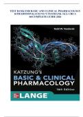 Full Test Bank for Katzung's Basic & Clinical Pharmacology 16th Edition by Todd W&period; Vanderah Complete Chapter-by-Chapter Coverage &lpar;Chapters 1-66&rpar; Verified Questions & Correct Answers Detailed Rationales &sol; Explanations Nursing &sol; Medical &sol; Pharmacy Gr