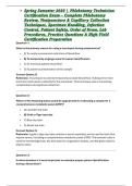 Spring Semester 2026 &vert; Phlebotomy Technician Certification Exam &ndash; Complete Phlebotomy Review&comma; Venipuncture & Capillary Collection Techniques&comma; Specimen Handling&comma; Infection Control&comma; Patient Safety&comma; Order of Draw&comma; Lab Procedures&comma; Practice Questions & High-Yi