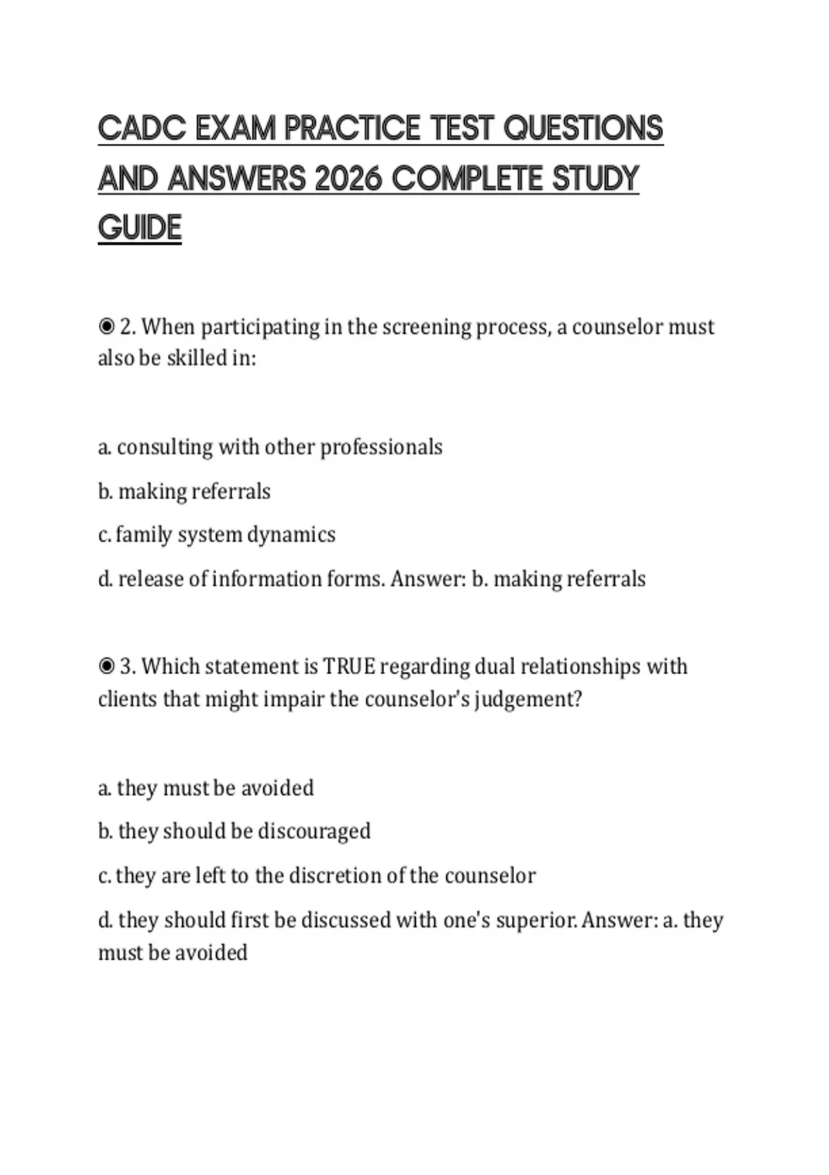 CADC EXAM PRACTICE TEST QUESTIONS AND ANSWERS 2026 COMPLETE STUDY GUIDE ...
